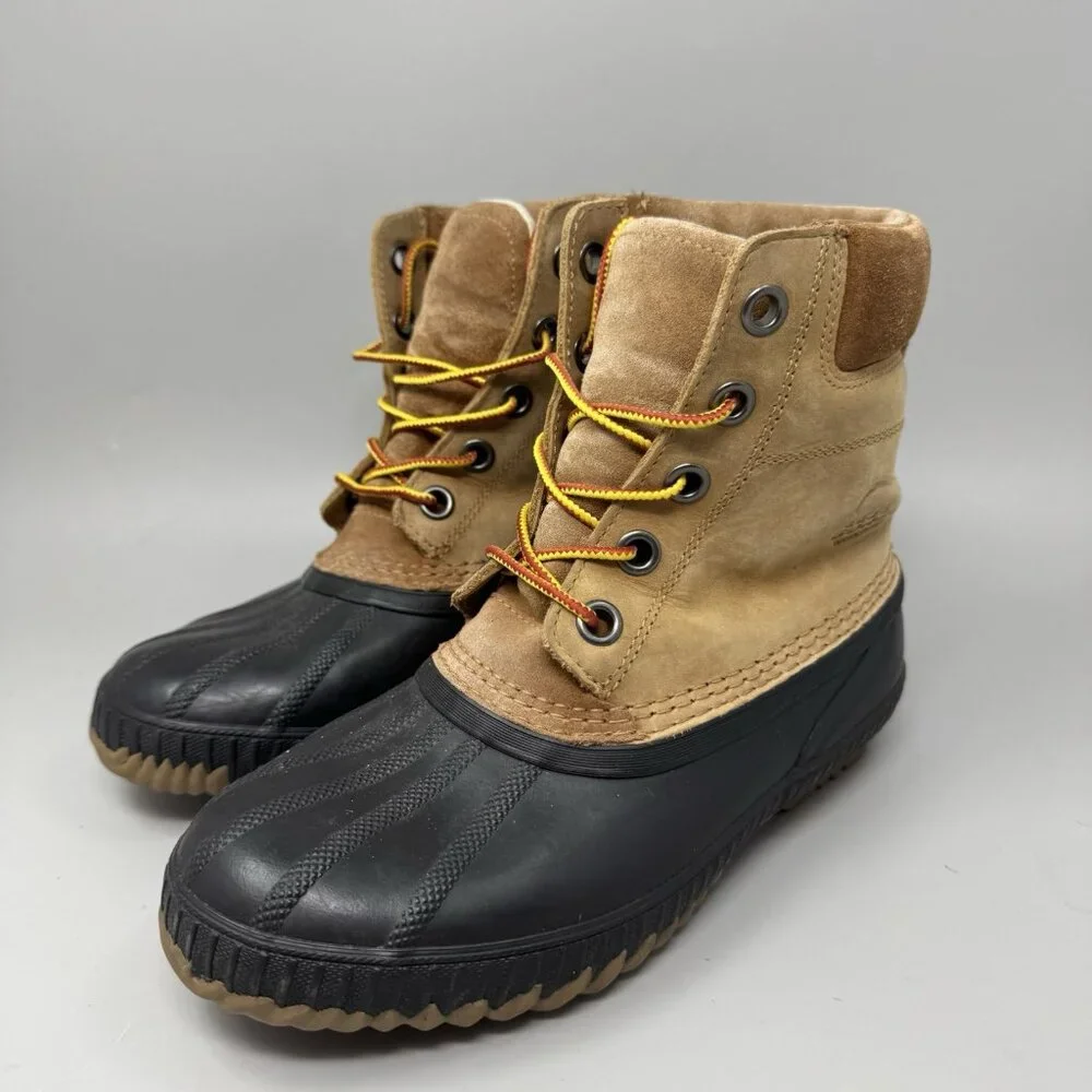 Sorel Cheyanne II Leather Duck Boots Waterproof Brown Lace Up NY1891-286 Men’s 5
